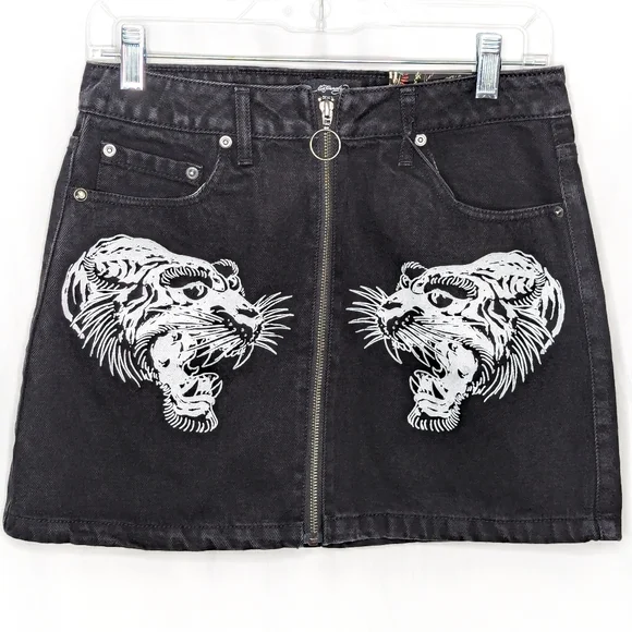 Ed Hardy Black Denim Mini Skirt - Picture 3 of 10